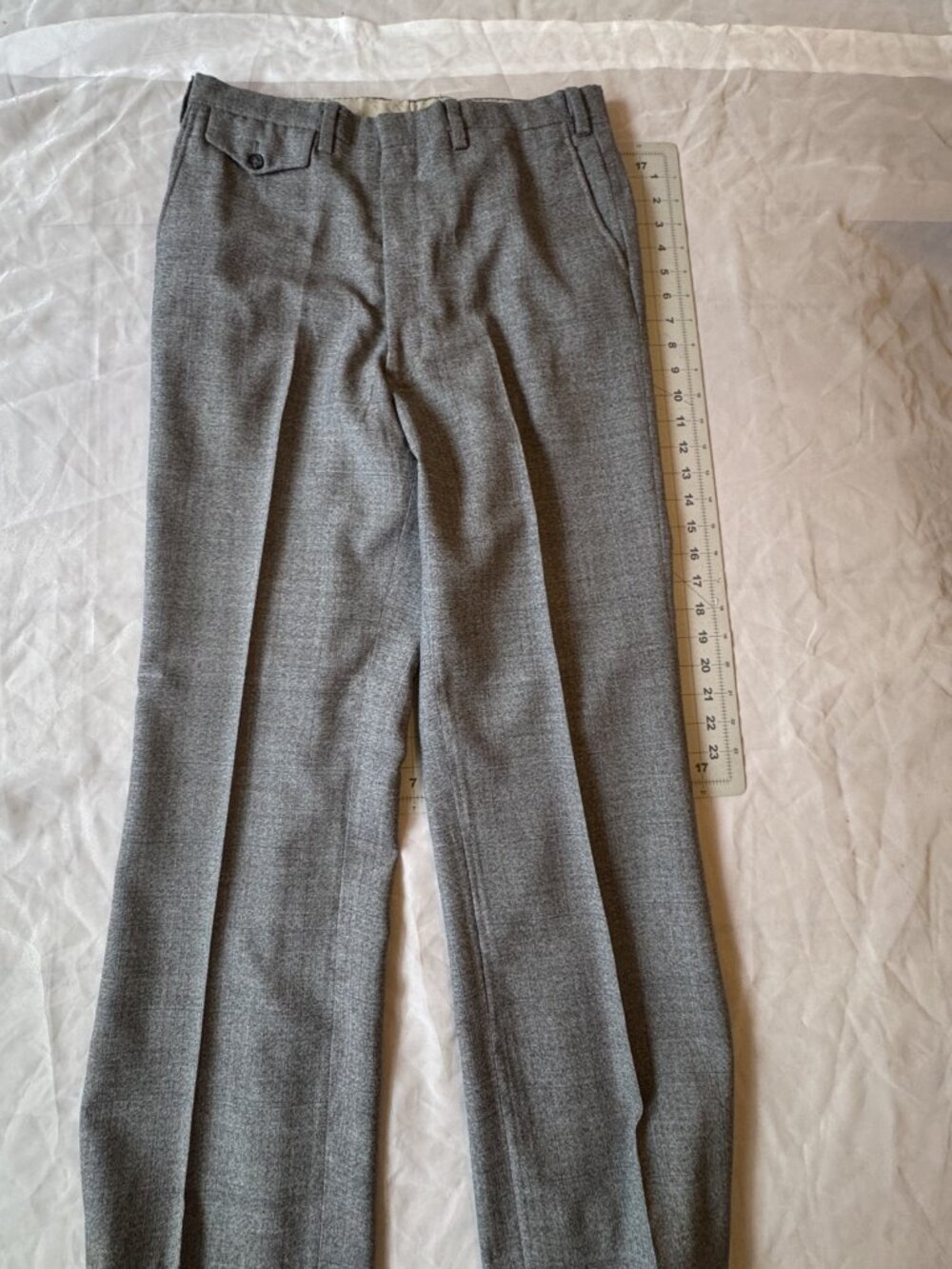 Vintage Gray Plaid Tailored Dress Trousers 33 Waist